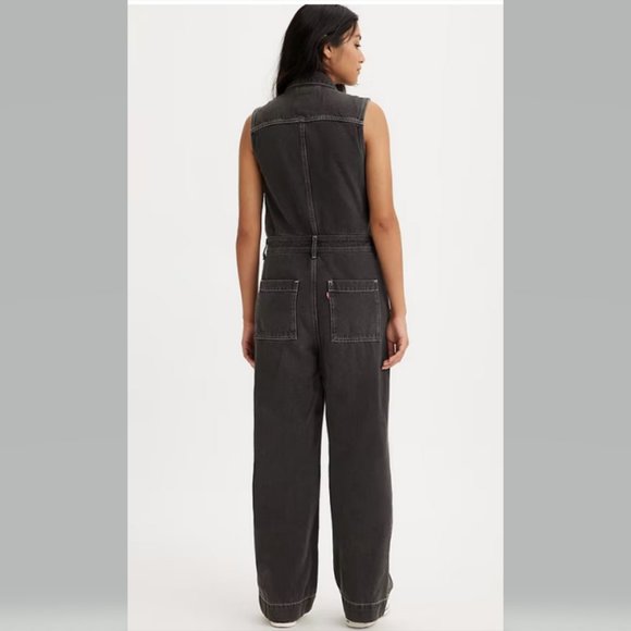 Levi's Sleeveless Denim Jumpsuit in Black "Thank you very Little" - Picture 2 of 11